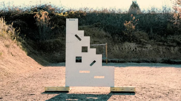 9-hole shooting barricade with VTAC style design set up on outdoor range
