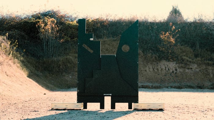 Kontek Warfighter training barricade with fold-down shooting panel and multiple aim holes